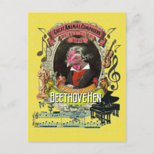 Beethovehen Funny Hen Animal Composer Beethoven Briefkaart