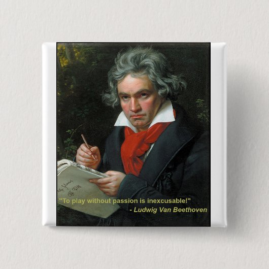 Beethoven Button "Om zonder passie te spelen" (Voorkant)