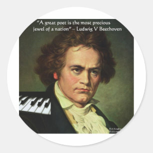 Beethoven & Dichters/Edelstenen Citaat Cadeaus T-s Ronde Sticker