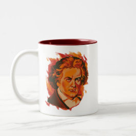 Beethoven Fire Palette Portrait Quote Tweekleurige Koffiemok