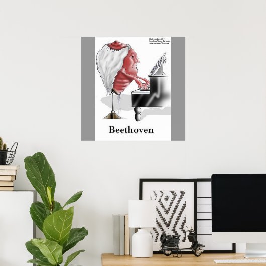 Beethoven Funny Designer/Cartoon Poster Print (Thuiskantoor)
