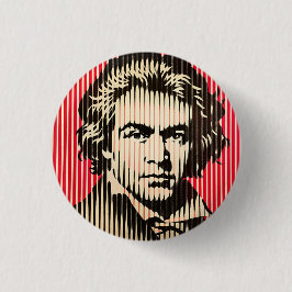 Beethoven in BAUHAUS optische illusie stijl Ronde Button 3,2 Cm