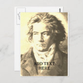Beethoven in sepia aangepaste tekst briefkaart (Voorkant / Achterkant)