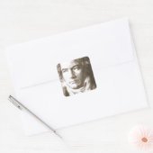 Beethoven in Sepia Vierkante Sticker (Envelop)
