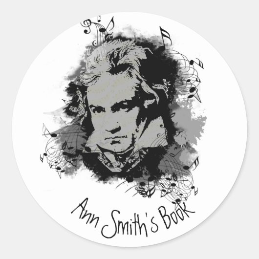 Beethoven Klassieke muziekcomponist Song Writer Ronde Sticker (Voorkant)