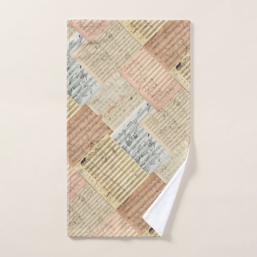 Beethoven Manuscript Medley Patchwork Effect Bad Handdoek (Handdoek)