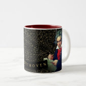 Beethoven Music Composer Black Gold Stars Mug (Devant droit)