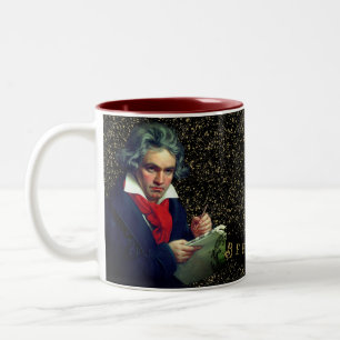 Beethoven Music Composer Black Gold Stars Mug