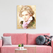 Beethoven op Canvas - Waterverf stijl Afdruk (Insitu (Woonkamer))