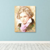 Beethoven op Canvas - Waterverf stijl Afdruk (Insitu (Houten vloer))