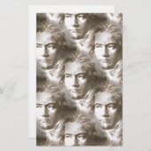 Beethoven Portrait Pattern Briefpapier (Voorkant / Achterkant)