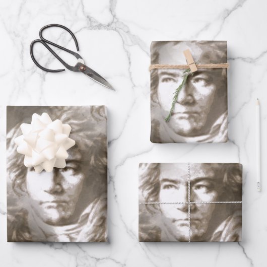 Beethoven Portrait Pattern Inpakpapier Vel (Voorkant)