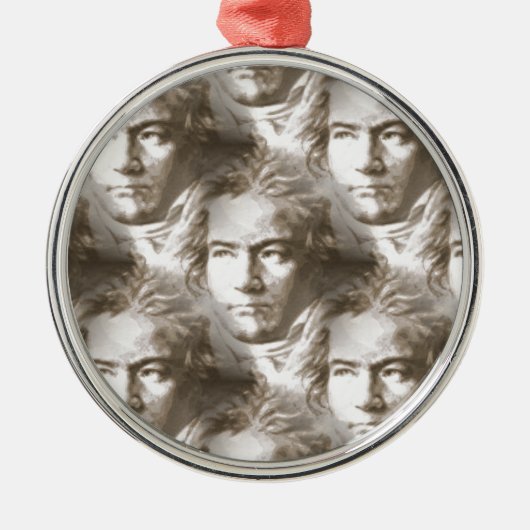 Beethoven Portrait Pattern Metalen Ornament (Voorkant)