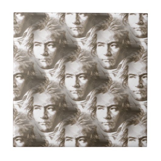 Beethoven Portrait Pattern Tegeltje (Voorkant)