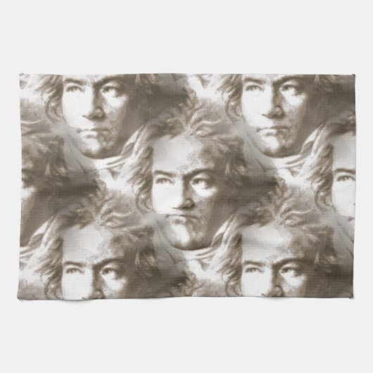 Beethoven Portrait Pattern Theedoek (Horizontaal)