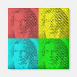 Beethoven portret op vierkantjes magneet