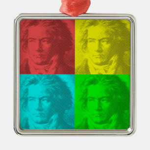 Beethoven portret op vierkantjes metalen ornament
