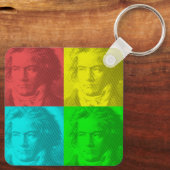 Beethoven portret op vierkantjes sleutelhanger (Achterkant)