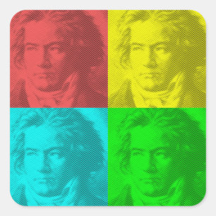 Beethoven portret op vierkantsplein-Sticker Vierkante Sticker