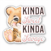 Beetje lief soort savage Schattige luipaard Sticker (Voorkant)