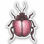 Beetle Art Entomology Cute Pink Insect Sticker (Voorkant)