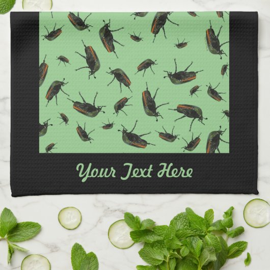 Beetle Bug Kitchen Towel - Optionele personalisati Theedoek (Gevouwen)