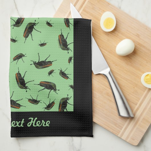 Beetle Bug Kitchen Towel - Optionele personalisati Theedoek (Quarter Fold)