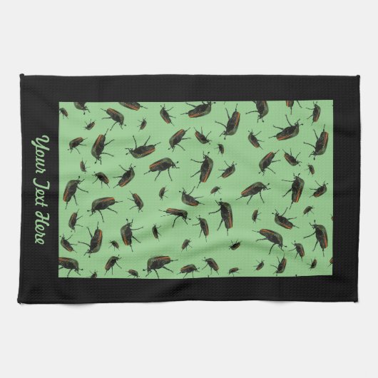 Beetle Bug Kitchen Towel - Optionele personalisati Theedoek (Horizontaal)