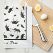 Beetle Bug Kitchen Towel - Optionele personalisati Theedoek (Quarter Fold)
