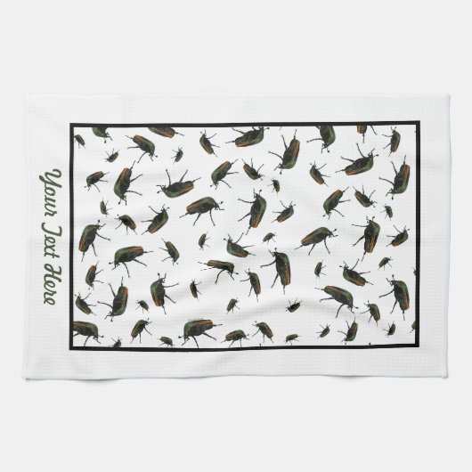 Beetle Bug Kitchen Towel - Optionele personalisati Theedoek (Horizontaal)