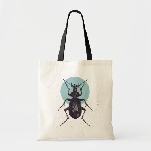 Beetle-bug tegen blauwe maanillustratie tote bag (Voorkant)