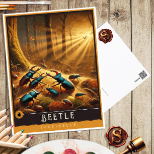Beetle   Carte postale Famille Vintage Animal