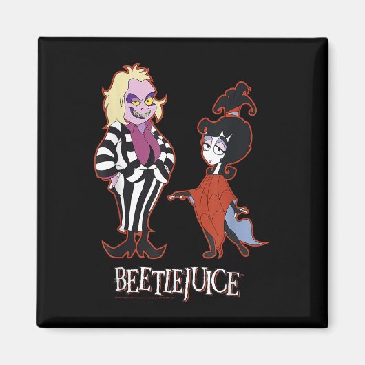 Beetlejuice Red Outline Beetlejuice en Lydia winke Magneet (Voorkant)