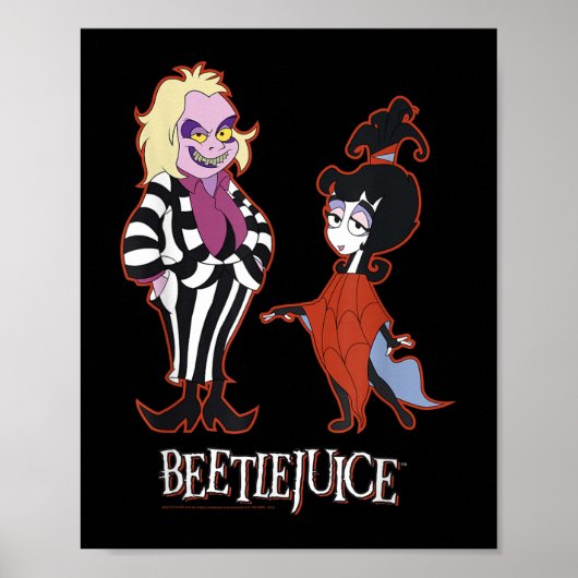 Beetlejuice Red Outline Beetlejuice en Lydia winke Poster (Voorkant)