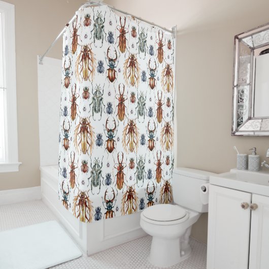 Beetles rideau de douche multicolore (En situation)
