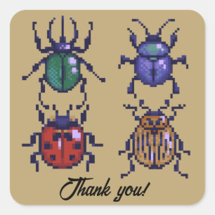 Beetles thank you, pixelart vierkante sticker