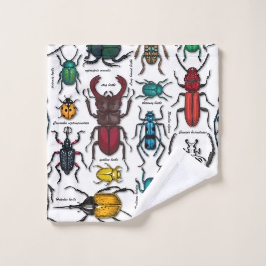 Beetons sur blanc (Gant de toilette)