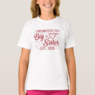 Beforderd tot grote zus Est 2026 Roze hart T-shirt