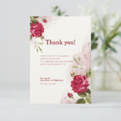 Bege Rozen Flower waterverf Dank u kaart (Staand voorkant)