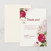 Bege Rozen Flower waterverf Dank u kaart (Voorkant / Achterkant)