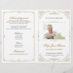 Begeleidend Gold Swirl Funeral Programme Kleur b Flyer