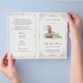 Begeleidend Gold Swirl Funeral Programme | Kleur b Flyer (Hand)
