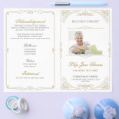 Begeleidend Gold Swirl Funeral Programme | Kleur b Flyer (Enkel)