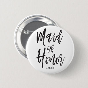 Begeleidend   Script Style Custom Wedding Ronde Button 5,7 Cm