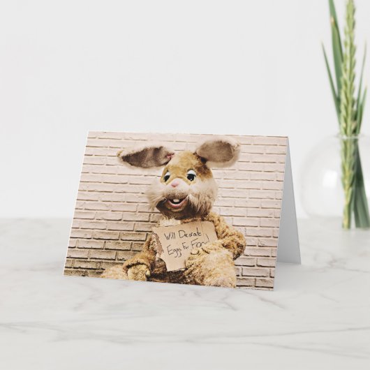 Beggar Bunny, Funny Easter Rabbit Card Feestdagen Kaart (Voorkant)