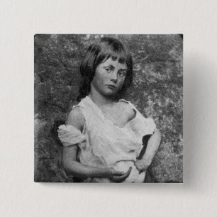 Beggar Maid / Alice Liddell ~ 1859 Vierkante Button 5,1 Cm