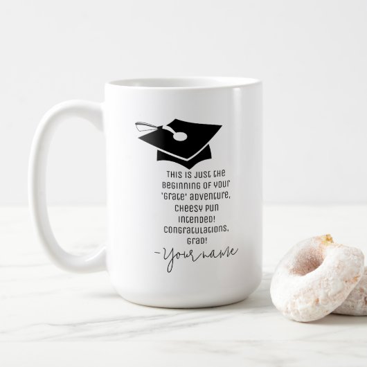 Begin aan je 'Grate' Adventure Cheesy Afstuderen Koffiemok (Met donut)