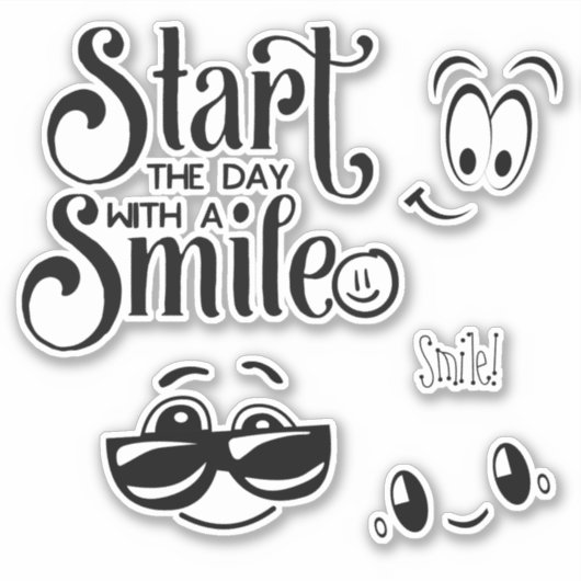Begin de dag met een Smile Quote Sticker (Voorkant)