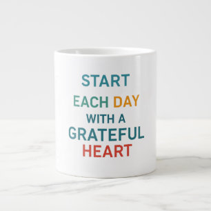 Begin elke dag met een Grateful Heart Jumbo-Mok Extra Grote Beker