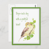 Begin elke dag met Grateful Resrow van het Harteli Briefkaart (Voorkant / Achterkant)